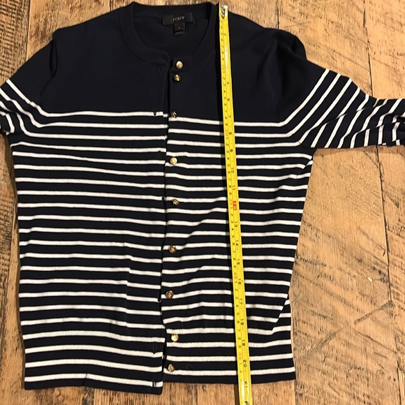 J. Crew Navy Blue Stripe open front  Sweater size small - Picture 10 of 14